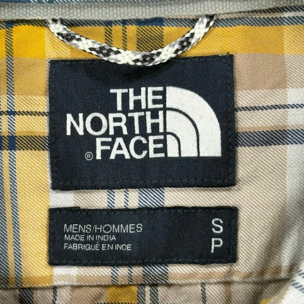 The North Face Short Sleeve Hiking Shirt Mens Size S Yellow Plaid Button Up